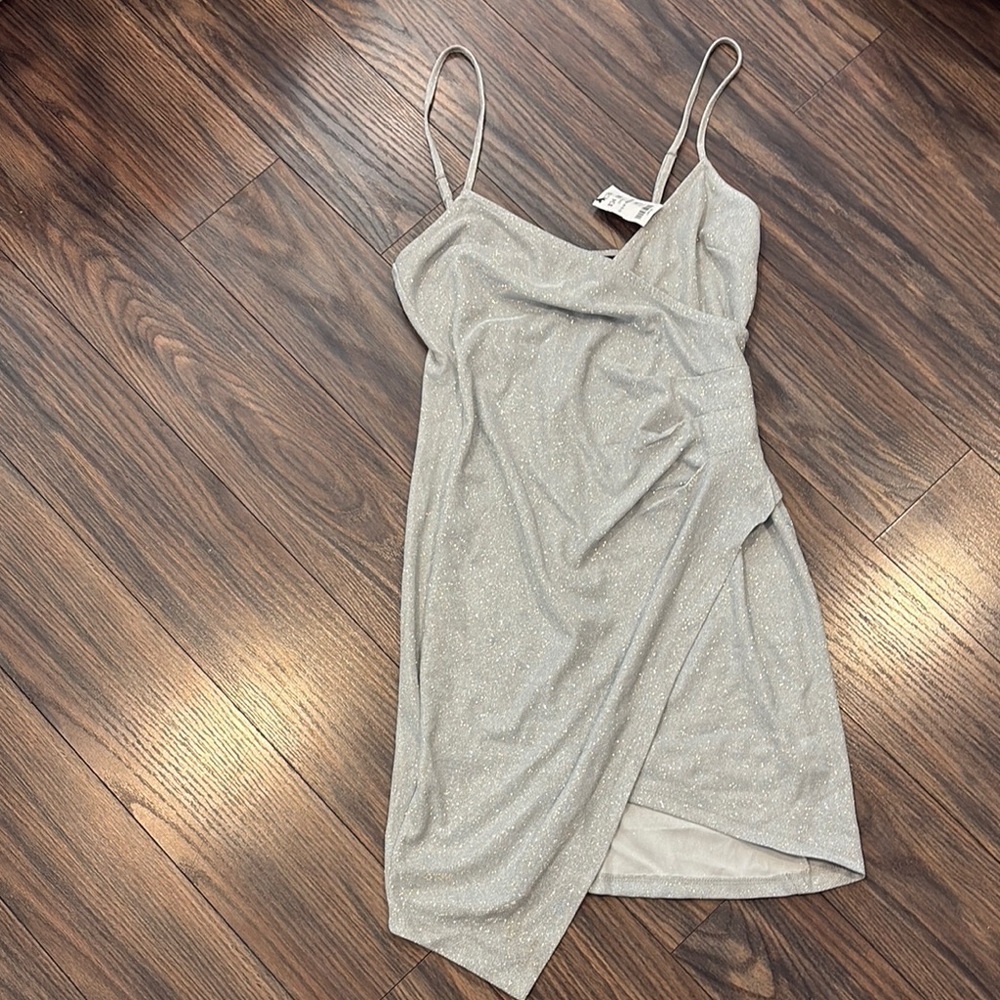 NWT- Elegant Silver Dress by Akira (size S)